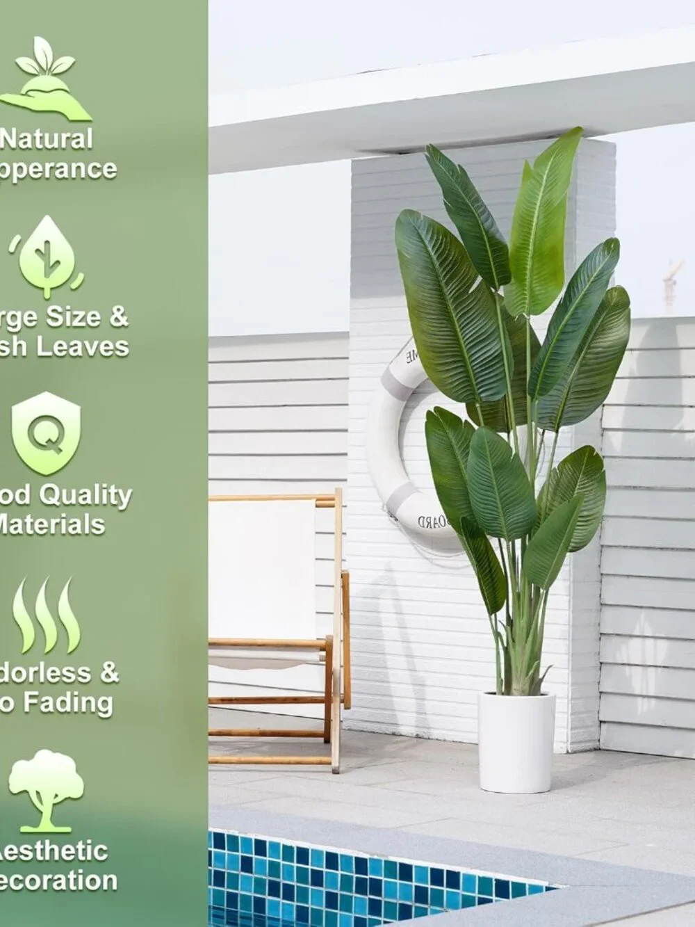 Artificial Tree 7.2Ft Silk Bird of Paradise Large Big Fake Potted Plants Tall